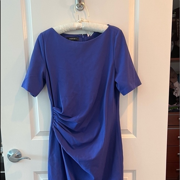 Lafayette 148 New York Short-Sleeve Side-Ruched Dress - Picture 4 of 13
